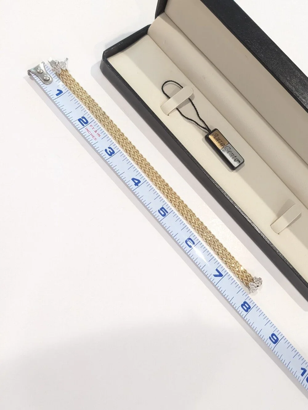 NWT Gold Plate Basketweave + Silver AuraGento Bracelet With Floral Clasp In Box